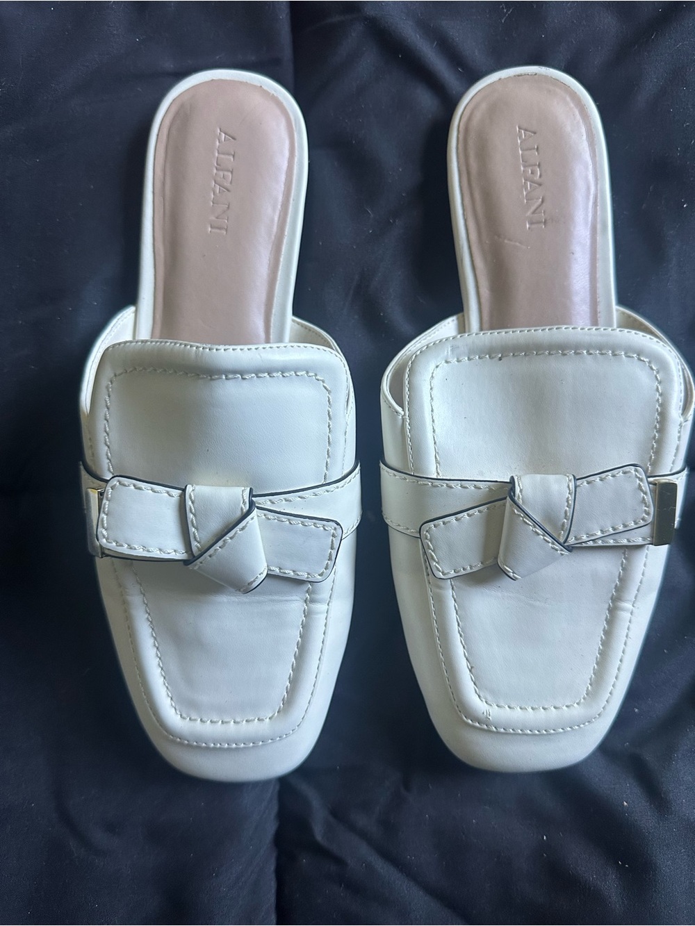 Alfani Off-White Knot-Detail Slip-On Mules